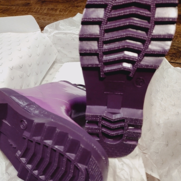 Deer Stags Purple Puddle Jumper Rubber Boots Kids Size 10 New w/Tags/Box - Picture 9 of 16